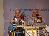 Mr. S.V. Ali.after delivering his impressive keynote address handsover his two books on â€œAlzheimerâ€™s Diseaseâ€ and â€œthe Frontier Beyond: Exploring Possibilitiesâ€ to Prof. O.P. Varma for release.