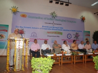 At the Valedictory Function : Prof. V.K. S. Dave presenting the names of winners of IGC awards, (from L to R) are Dr. N.K. Chaubey, Dr. Navin Chandra, Prof. O.P. Varma, Chief Guest Honâ€™ble Shri Rajendra Shukla, Prof. Pramod K. Verma, Shri P.S. Parihar, Shri T.Habib and Dr. J.P. Shukla.